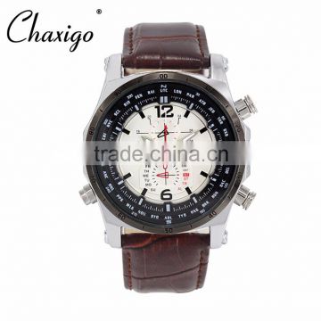 2016 new custom logo watch manufacturer wholesale sport chronograph men wrist watches with leather strap