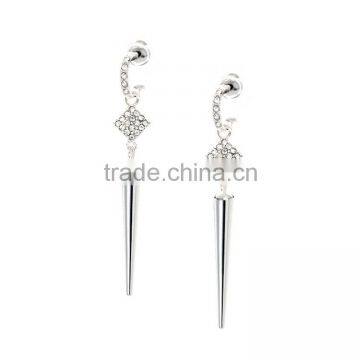 Silver and Golden Pin Pave Rivet Spike Ponited Earring Earring