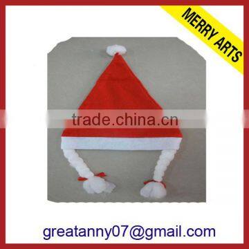 knitted christmas party paper cap with long ribbon