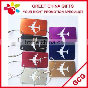 Promotional Custom Logo Blank Travel Aluminum Alloy Airplane Luggage Tag with Replaceable Paper Name Card