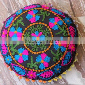 Uzebk Cotton Embroidered Pillow Cases Cover Decor Round Cushion Cover Suzani Cushions