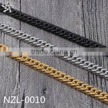 Stainless steel jewelry factory 15mm stainless steel silver black gold plated heavy curb chain link necklace