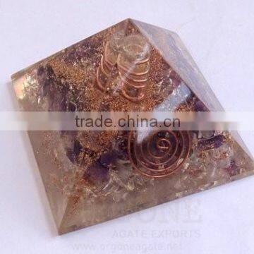 Amethyst-Crystal Orgone Pyramid With Crystal Point | Orgonite-Orgone Energy Pyramid | Indian Healing Stones