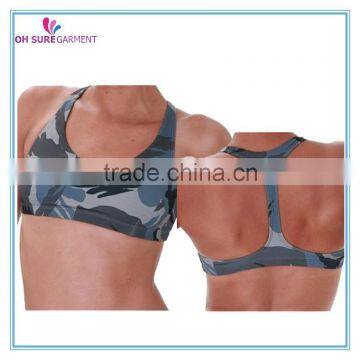 polyester/spandex dry fit womens camo sports bra