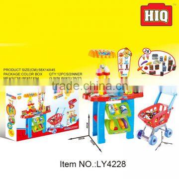 New Design Pretend Set cashier toy supermarket toy kids shopping cart