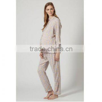 Wholesale long sleeve custom printed maternity pajamas sets