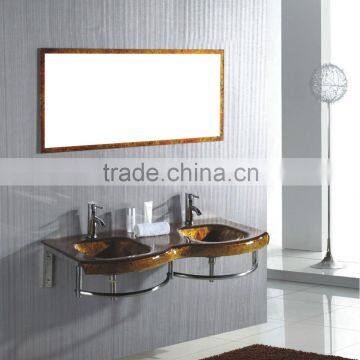 wall mounted double glass bathroom sink