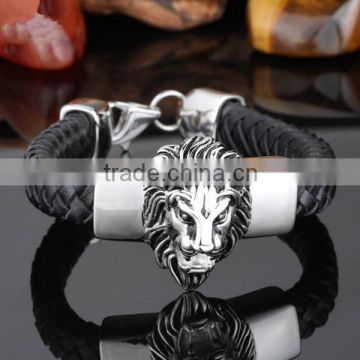 Men's Gothic style silver 316L stainless steel lion head bracelet