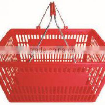 Shopping basket with chrome metal handles