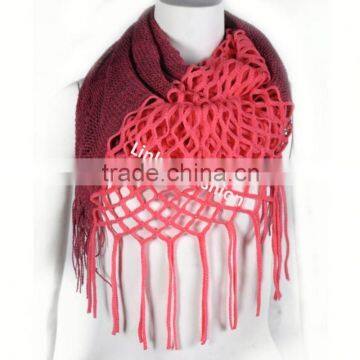 Women's Pashmina Blend Chunky Ribbed Knit Winter Infinity Circle Scarf Cowl Knited Scarf photo-2