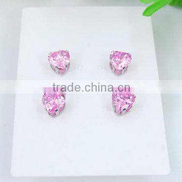 Pink zircon/surgical steel stud earrings