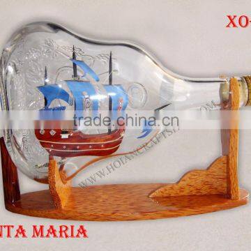 SANTA MARIA SHIP IN XO BOTTLE - WOODEN MODEL SHIP, SPECIAL GIFT