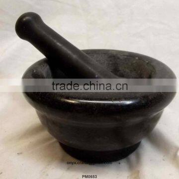 Jet Black Marble Mortar Pestle