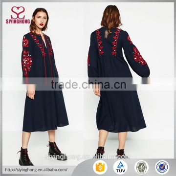 Trade Assurance latest design V-neck long sleeve tassels embellished embroidered mexican long maxi dress for women                        
                                                                                Supplier's Choice