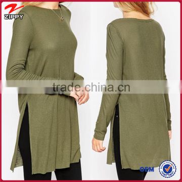 Tunic Top With Side Split And Long Sleeves chinese clothing manufacturers                        
                                                Quality Choice