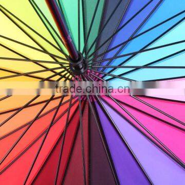 24 RIBS Rainbow China Supplier Wholeslae Custom Brand OEM/ODM Professional Golf Umbrella photo-3