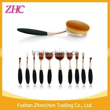 2016 New Professional 10 pcs Set Rose Gold Oval Cosmetic Make Up Brush Set,Toothbrush Makeup Brush Set Wholesale With Box