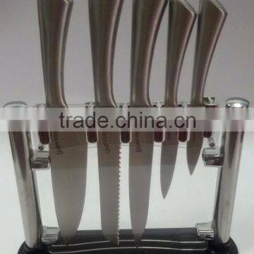 2016 new design 6 PCS and acrylic base hollow handle kitchen
