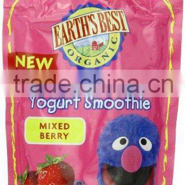 Spout Pouch for Organic Fruit Yogurt Smoothie, Mixed Berry