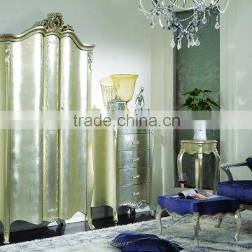 Solid Wood New Classical Furniture Used Bedroom Set Double Bed Bedside Table Wardrobe Dressing Table Bench Royal Chair Commode photo-3