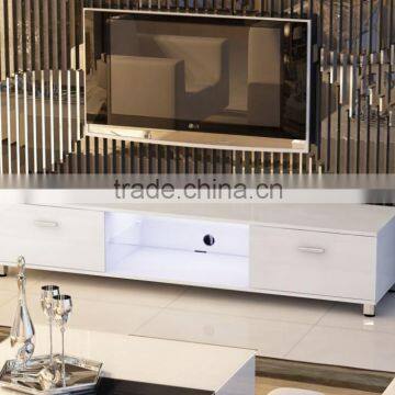 TV-3026 white LED light tv stand with drawers