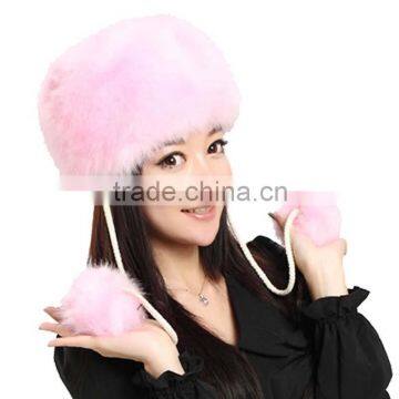 Sya 2015 New arrive women winter pom pom pink fur hat