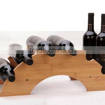 2016 New design bamboo wooden bridge shape wine rack wine holder