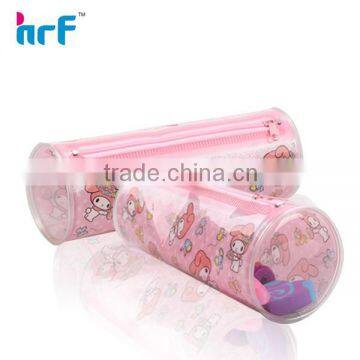 Fashion round clear plastic pencil case for school