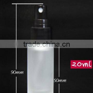 20ml empty cylinder shape forseed transparent conditioner/cosmetic cream loction glass bottle with sprayer pump cap