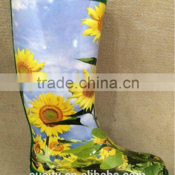 elegant lovely ladies wellington rubber rain boots with flower printing