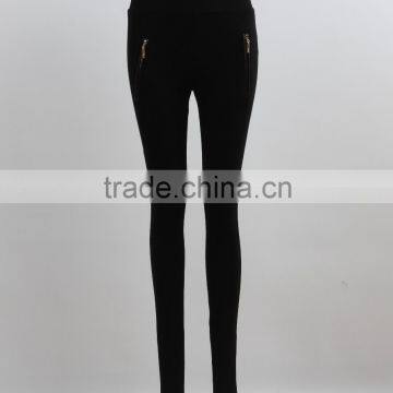 F5W30188 Women Casual Black Pants Elastic Waistband