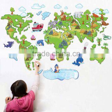 New Arrival Decorative Bedroom Plastic Wall Sticker World Map