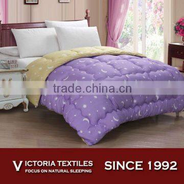 purple color fashion star printed queen and king size quilt