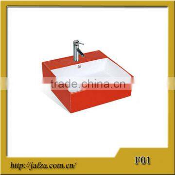 F01 Square shaped art basin red bathroom wash basin sink