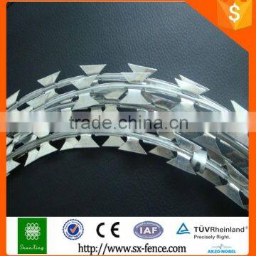 Galvanized Razor Blade Wire / Concertina Razor Wire