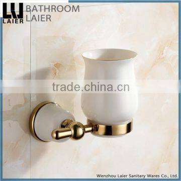 China Supplier Zinc Alloy Gold Finishing Bathroom Accessories Wall Mounted Tumbler Holder