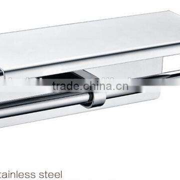 Double toilet paper holder with shelf stainless steel 304