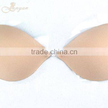Top Selling 2014 New Sexy Women Self-Adhesive Push Up Silicone Bust Front Closure Strapless Invisible Bra Black