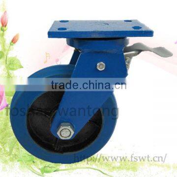 Heavy Duty Top Plate Rubber Trolley Industrial Casters With Brake