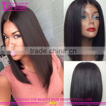 Trade Assurance Silk Top 100% Raw Unprocess Remy Virgin Human Hair Full Lace Wigs with Bangs