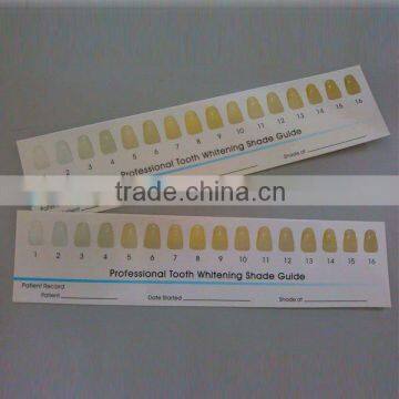 tooth shade guide for teeth whitening, teeth whitening paper sade guide with16 shades, whitening-shade guide, paper shade guide