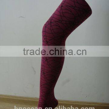 sexy style red wine color fanshion spider web design lady pantyhose