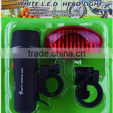 2015hot Sale Bicycle Front Light+rear Light Set 1wat Super Bright Light Set Bicycle Light Set