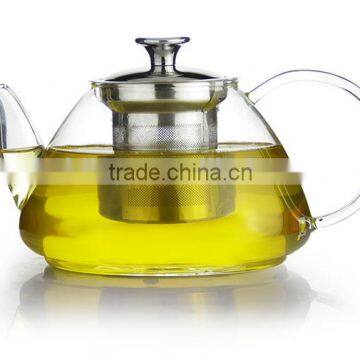 1200ML clear glass teapot with stainless steel filter