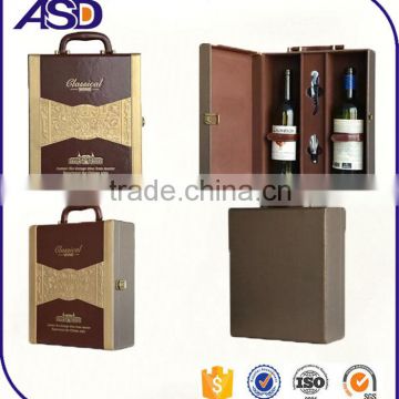 Wine box manufacturers pu wine box for 2 bottles silk screen printing