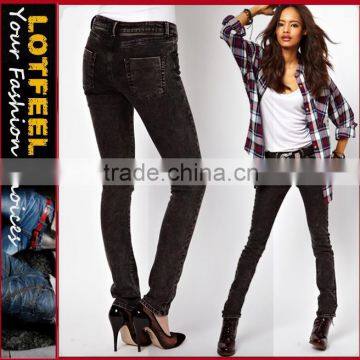 Women Skinny Jeans in Black Acid Wash (LOTX120)