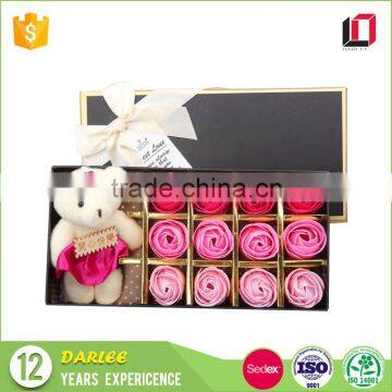 High Quality Rectangle Custom Carving Rose Soap Flower Gift Packaging Box With Ribbon Lid