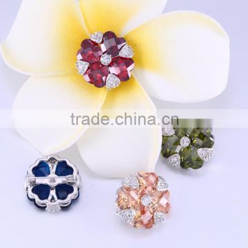 High quality cloth brooch for sale,big flower colorful cz brooch cheap price