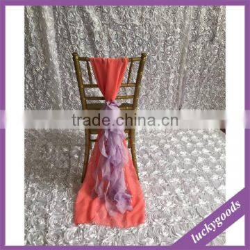 Fashionable Design Cheap Pink Chiffon Ruffled Wedding Chair Covers photo-4