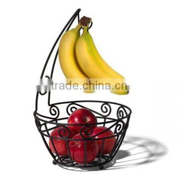 Chrome Fruit Bowl Grapes Banana Hook Apple Basket Countertop Decorative Kitchen